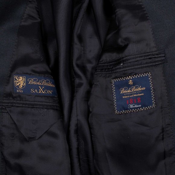 Vintage USA Brooks Brothers 45R Saxxon Madison pinhead weave Suit Jacket Blazer - Picture 6 of 11